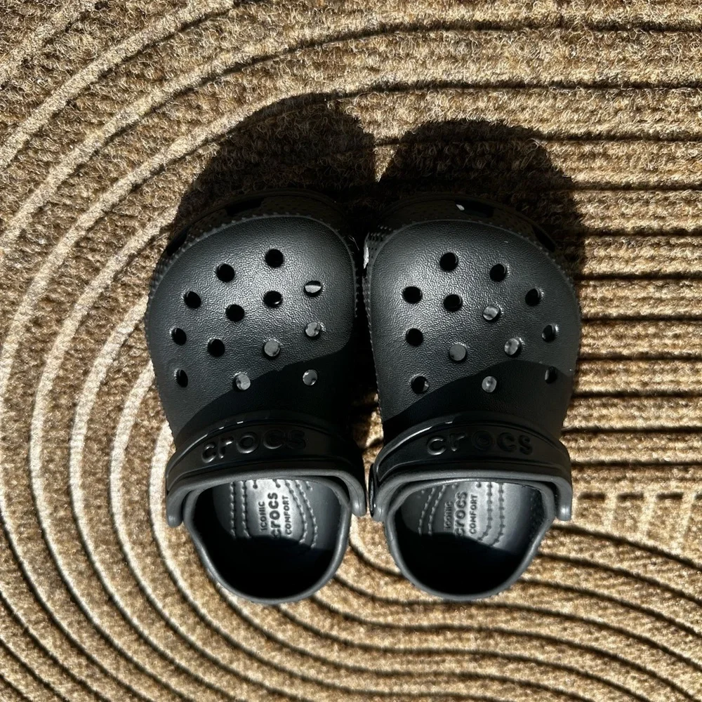 CROCS Bundle: 2 Kids Black Blue Clog Waterproof Play Shoe Slip on Washable Y2K